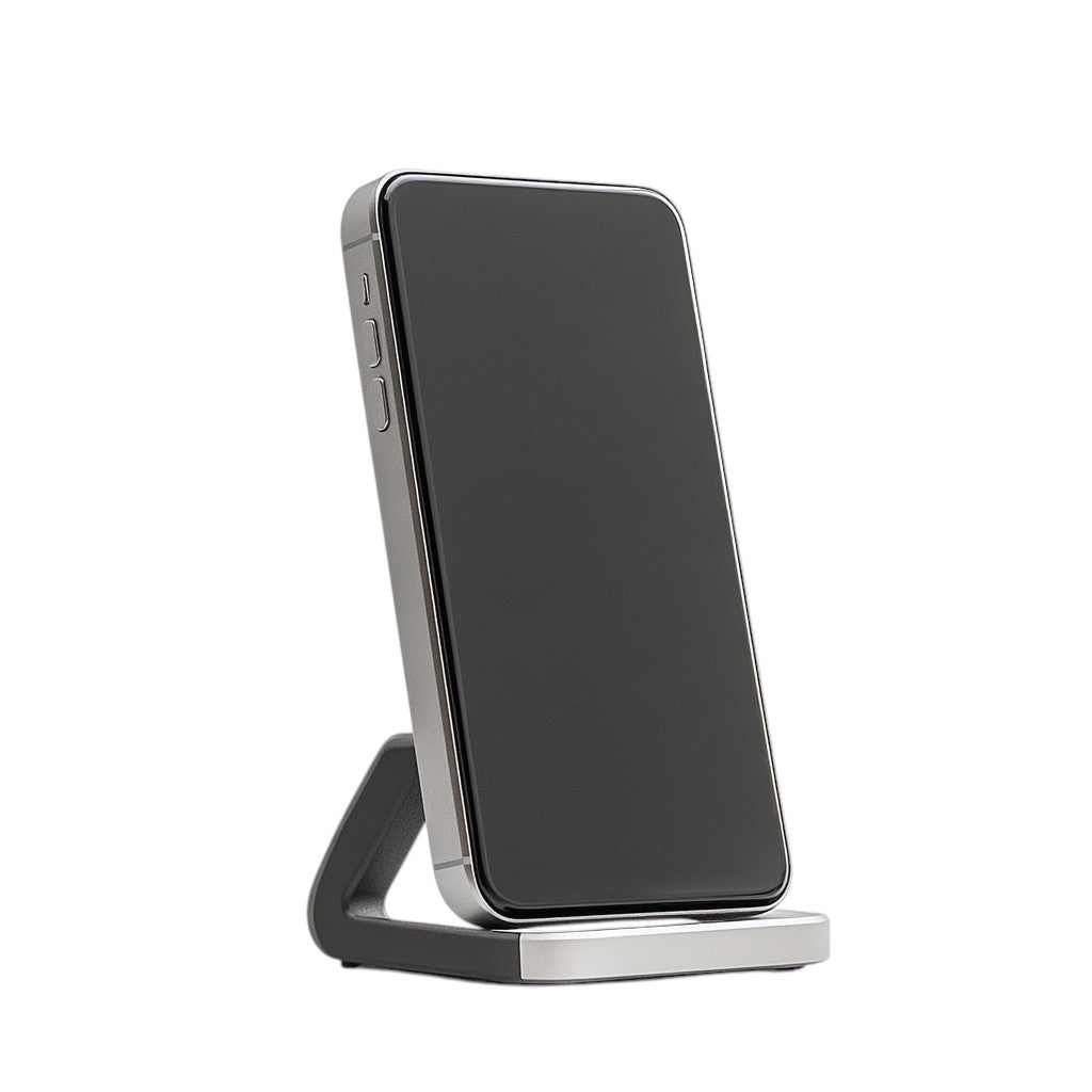 Jopel Adjustable Cell Phone Stand for Desk - Fully Foldable Aluminum Desktop Holder - Height & Angle Adjustable - Compatible with iPhone & Android - Space Grey